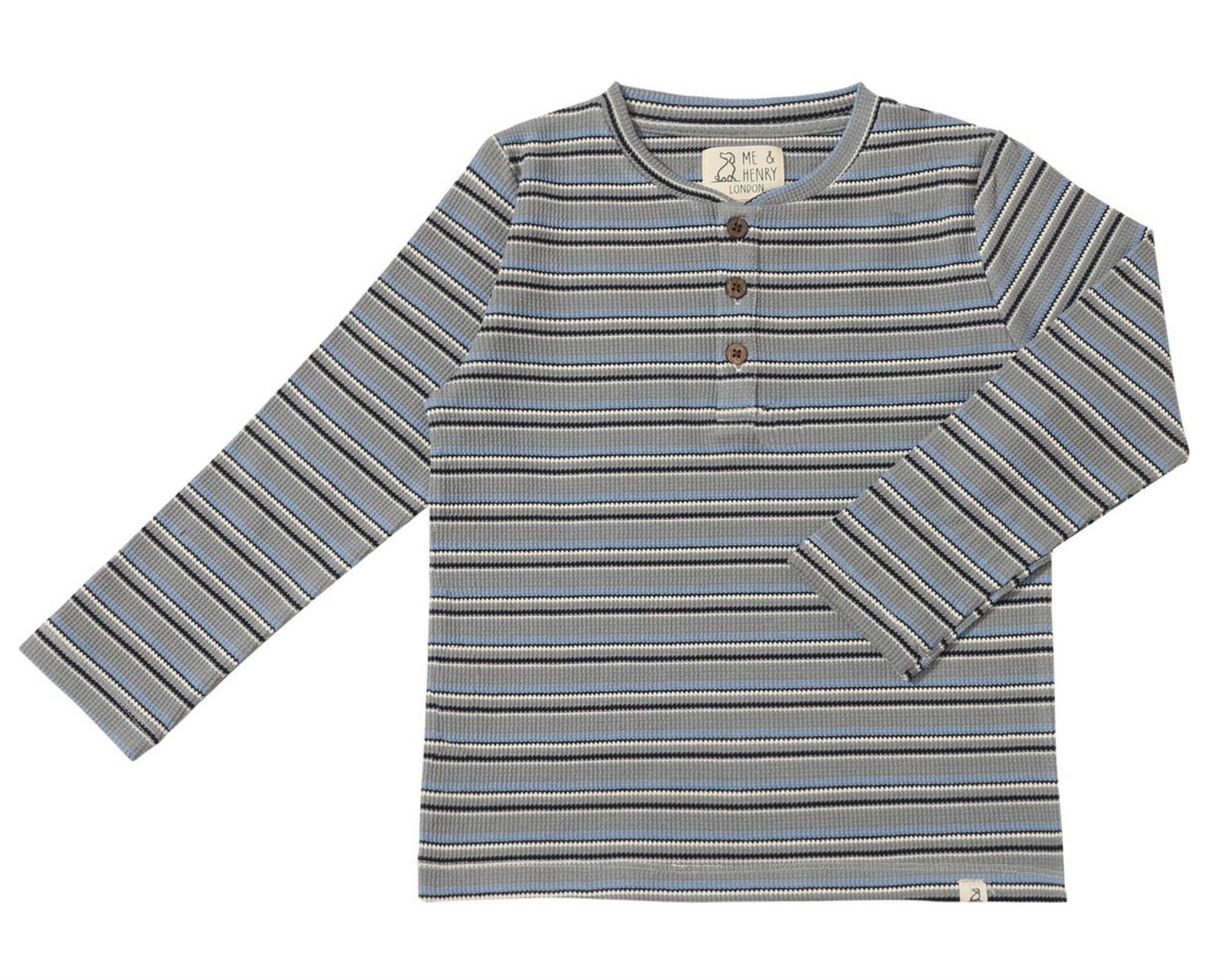 Grey Stripe Henley Tee
