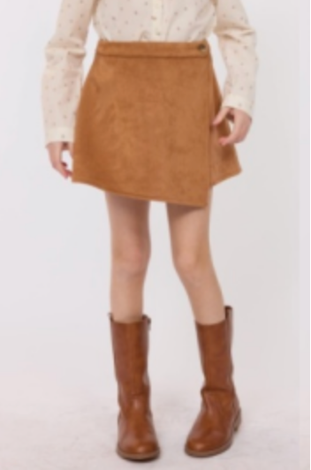 Camel Faux Suede Skort