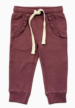 Burgundy Ruffle Jogger