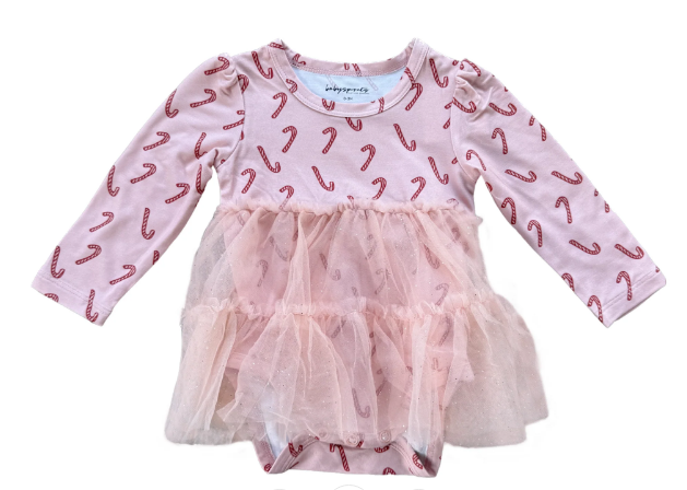Candy Cane Tulle Bodysuit Dress