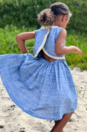 Chambray Open Back Dress