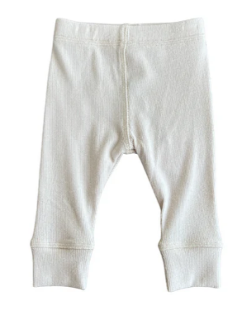 Cream Ribbed Leggings