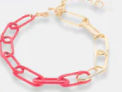 Half Gold/Half Enamel Paperclip Chain Bracelet