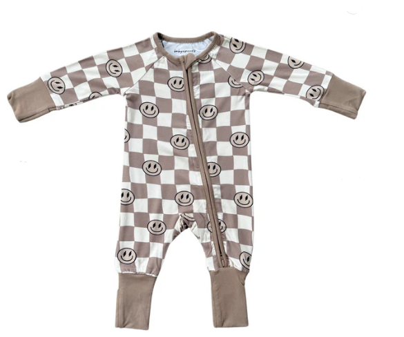 Smiley Check Zip Romper