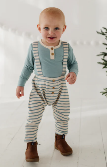 Blue Stripe Suspender Set