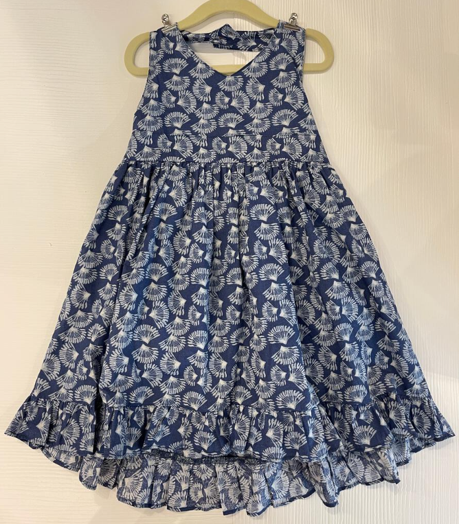 Indigo Fan Print Dress