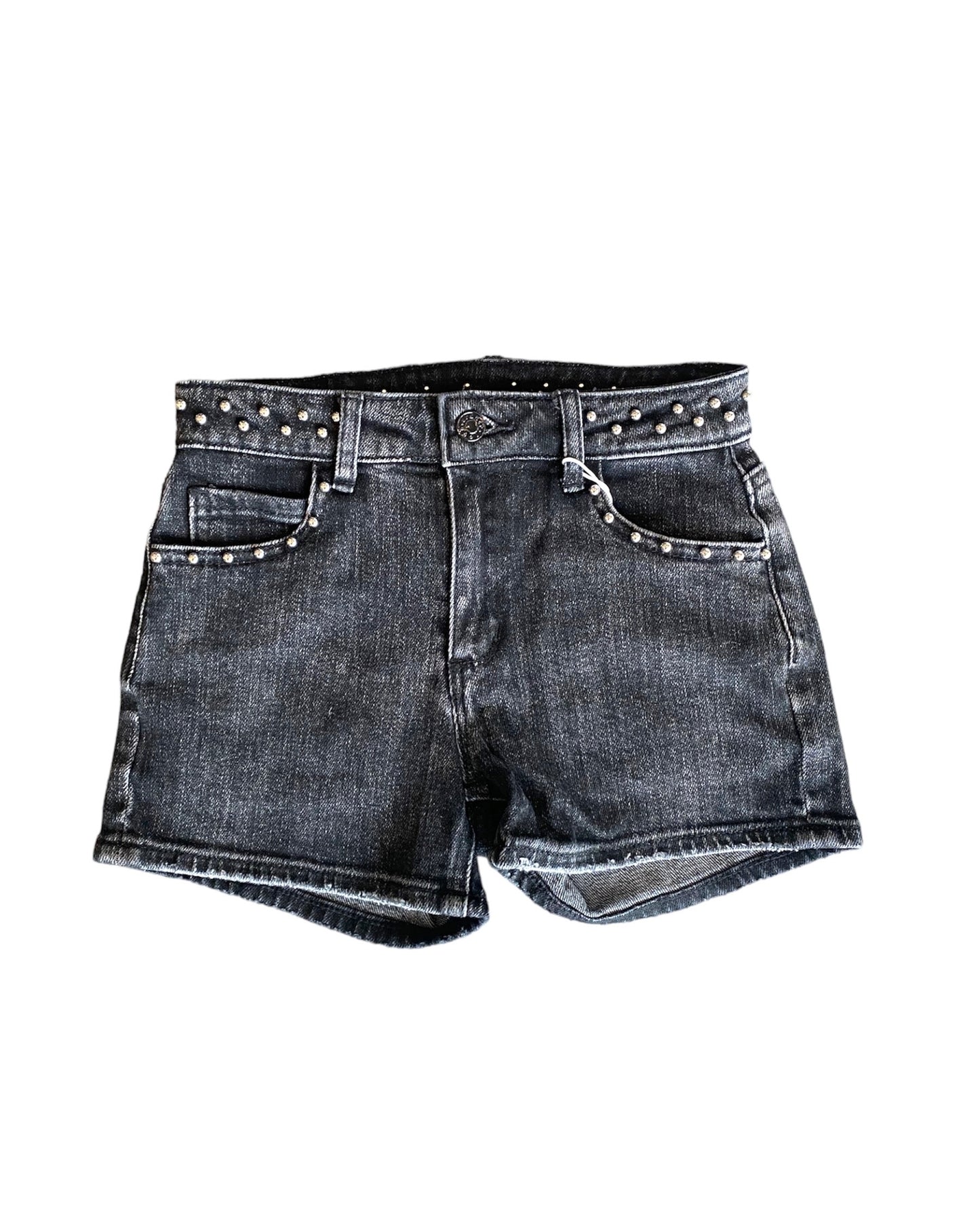 Black Studded Denim Shorts