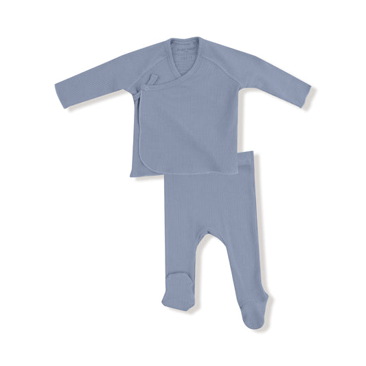 Blue Blizzard - 2 Piece Long Sleeve Kimono Footed Pant