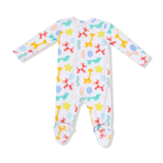 Balloon Animals - Blue - 2 Way Zipper Footie