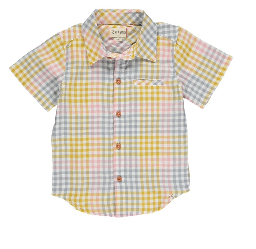 Yellow/Grey/Pink Plaid Shirt