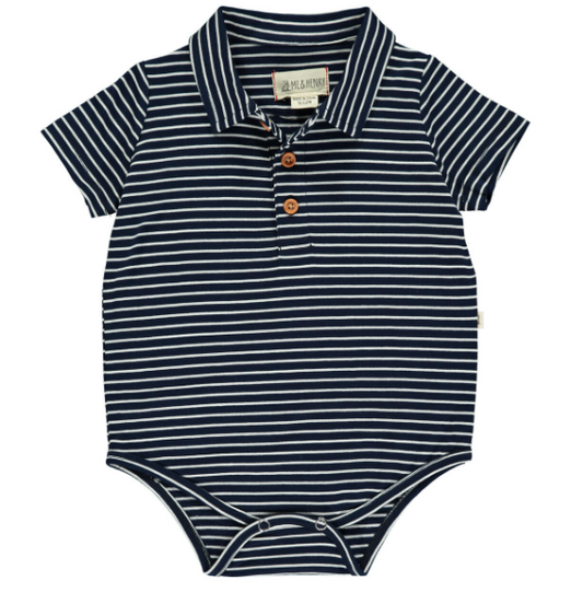 Navy Striped Polo Onesie