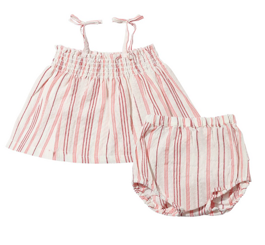 Red Stripe Smocked Set