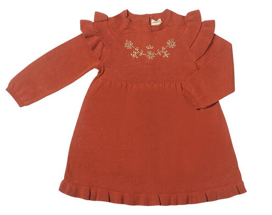 Rust Embroidered Dress