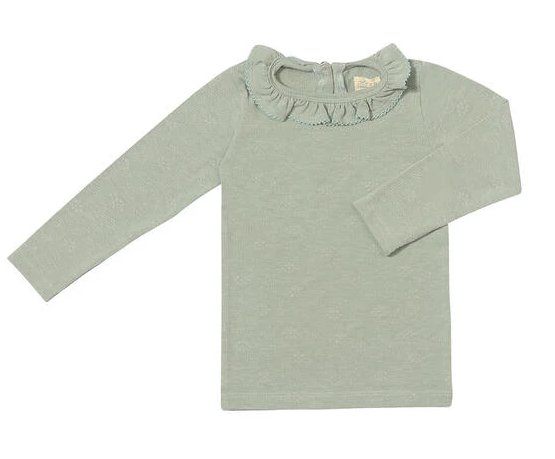 Sage Frill Neck Long Sleeve Tee