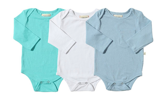 Aqua/Blue/White Triple Pack Onesies