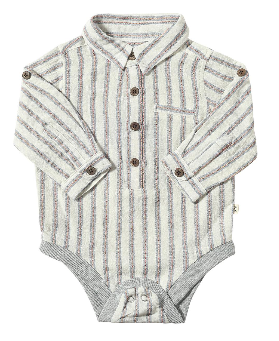 Blue/Cream Collared Onesie