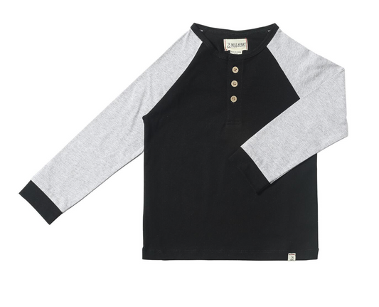 Black/Grey Raglan Henley