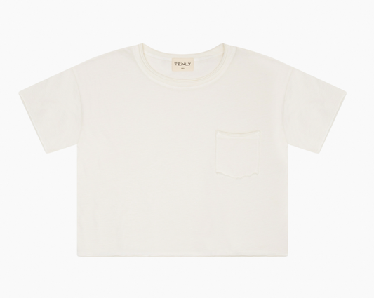 Ecru Raw Edge Pocket Tee
