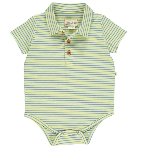 Yellow/Blue Stipe Polo Onesie