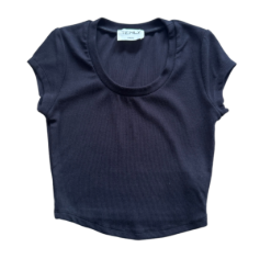 Black Scoop Neck Crop