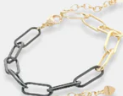Half Gold/Half Enamel Paperclip Chain Bracelet