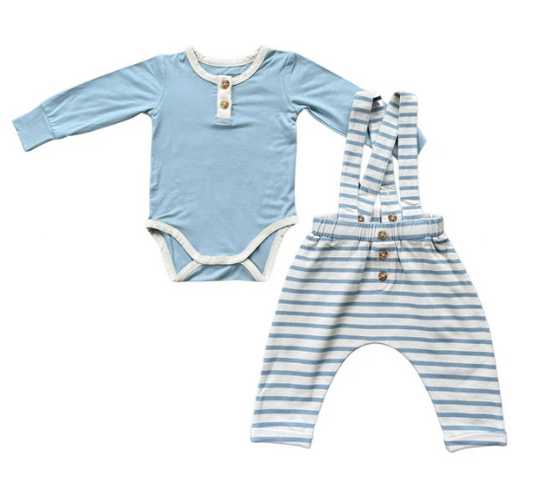 Blue Stripe Suspender Set