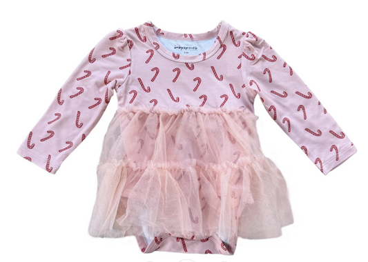 Candy Cane Tulle Bodysuit Dress