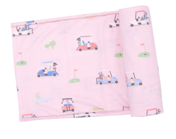 Pink Golf Carts Swaddle Blanket