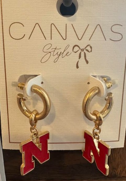 Husker Drop Hoop Earrings