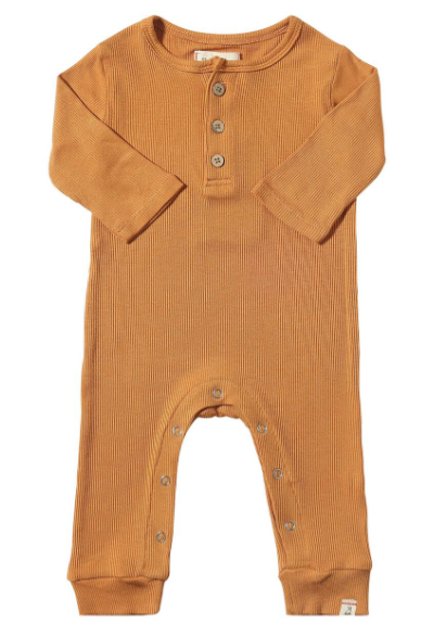 Burnt Orange Henley Romper