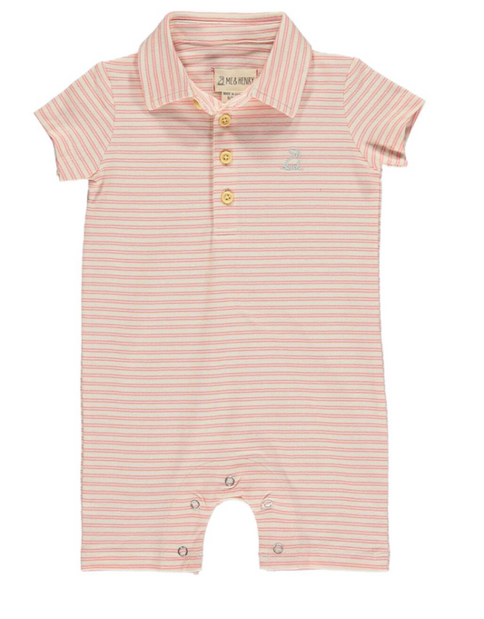 Orange Stripe Pique Romper