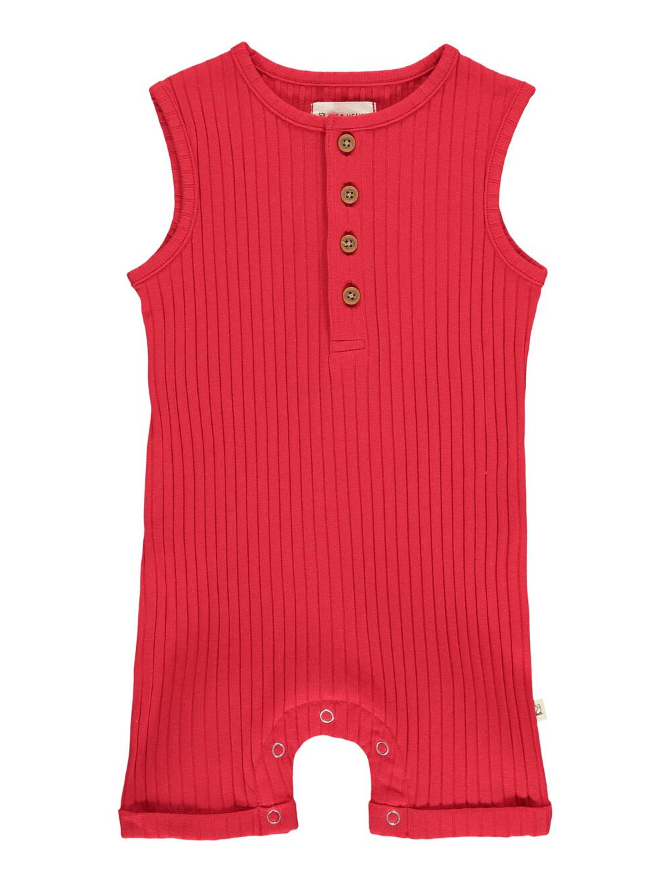 Red Ribbed Playsuit