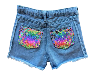 Denim Sequin Shorts