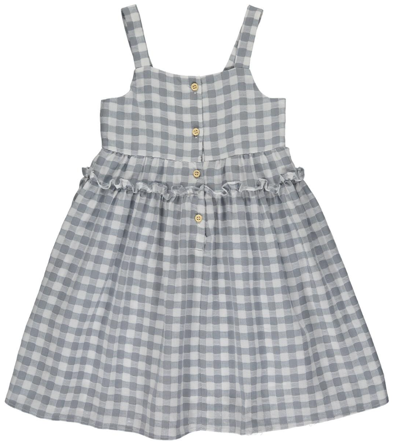 Grey Plaid Button Dress