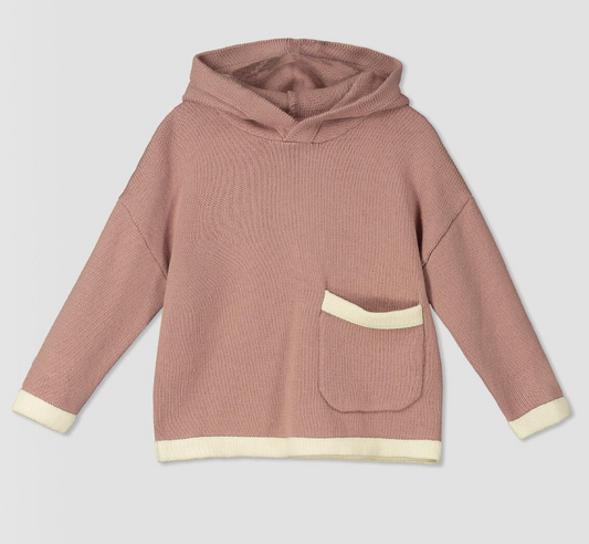 Rose/Ivory Hooded Sweater