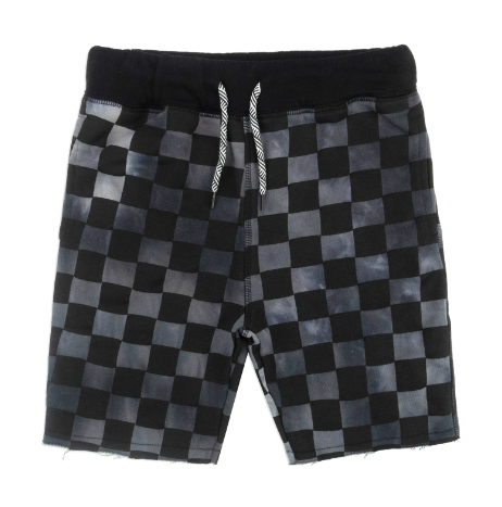 Black Checkered Camp Shorts