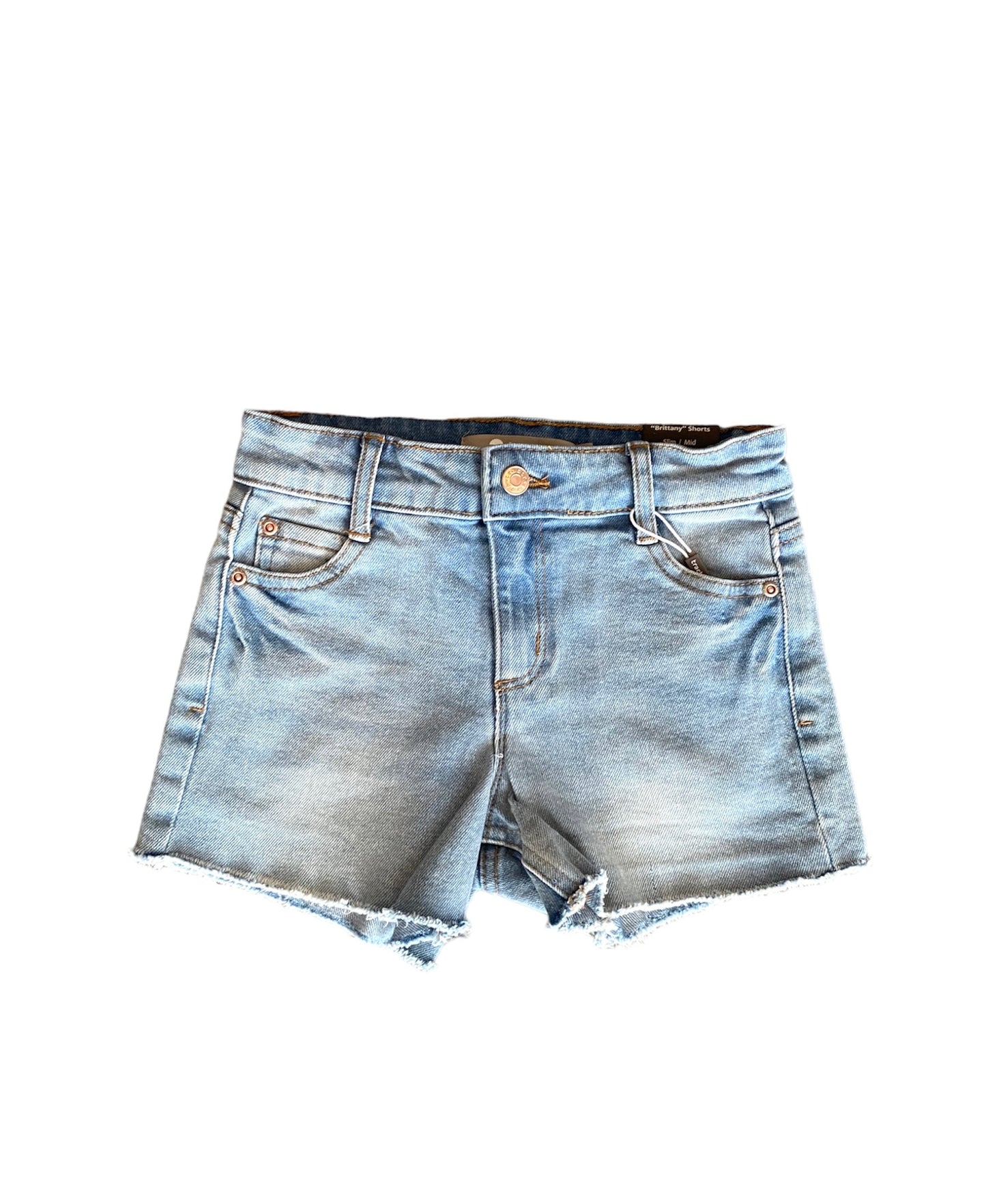 Light Wash Fray Hem Shorts