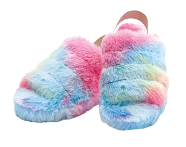 Rainbow Fuzzy Slippers